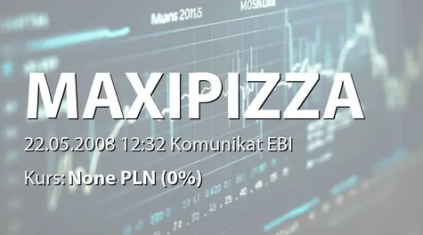 Maxipizza S.A.: Umowa lokaty terminowej z ING Bank ĹlÄski SA - 500 tys. zł (2008-05-22)