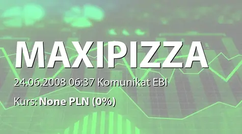 Maxipizza S.A.: Umowa lokaty terminowej z ING Bank ĹlÄski SA - 500 tys. zł (2008-06-24)