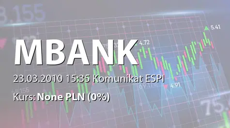 mBank S.A.: Informacja zarządu ws. działań odnośnie Commerzbank AG SA o/ w Polsce - zgoda KNF (2010-03-23)