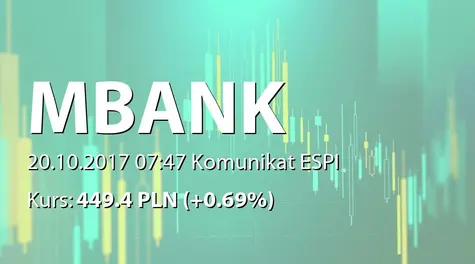 mBank S.A.: Podwyższenie kapitału w wyniku rejestracji akcji w KDPW (2017-10-20)
