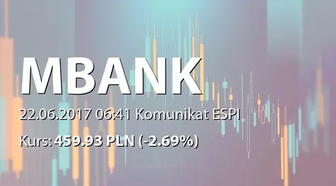 mBank S.A.: Podwyższenie kapitału w wyniku rejestracji akcji w KDPW  (2017-06-22)