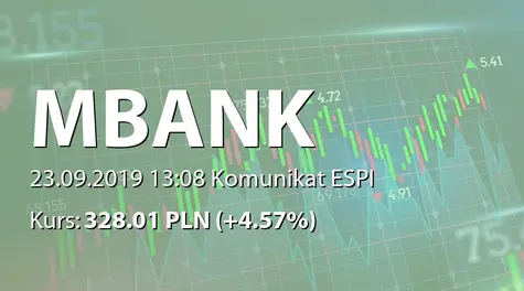 mBank S.A.: Rejestracja 11 455 akcji w KDPW (2019-09-23)