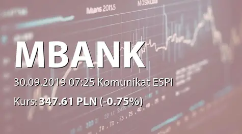 mBank S.A.: Sprzedaż akcji przez Wiceprezesa Zarządu (2019-09-30)