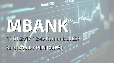 mBank S.A.: Terminy przekazywania raportów za 2017 rok i zmiana terminu przekazania raportu rocznego za 2016 rok (2017-01-11)