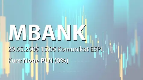 mBank S.A.: Umowa kredytowa z  Commerzbank AG - 250 mln CHF (2006-05-29)
