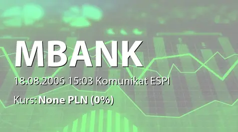 mBank S.A.: Umowa zastawu finansowego i rejestrowego IMMOFIDUCIA sp. z o.o. z BZ WBK SA i WestLB Bank AG London Branch - 227 mln zł (2006-08-18)