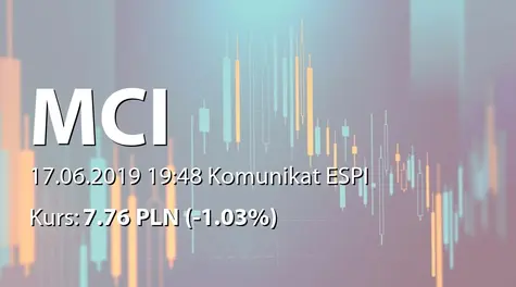 MCI Capital Alternatywna Spółka Inwestycyjna S.A.: Aneks do umowy ramowej z inwestorem (2019-06-17)