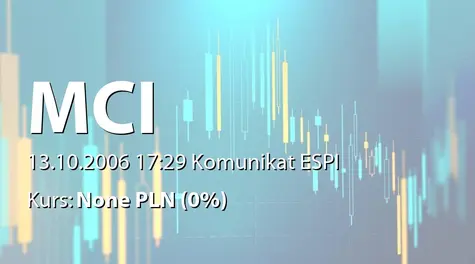 MCI Capital Alternatywna Spółka Inwestycyjna S.A.: Podpisanie umów objęcia akcji I i II transzy programu motywacyjnego (2006-10-13)