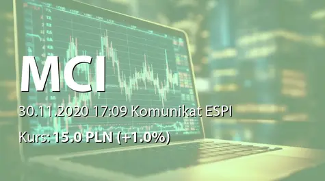 MCI Capital Alternatywna Spółka Inwestycyjna S.A.: Przyjęcie planu połączenia z Private Equity Managers SA (2020-11-30)