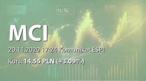 MCI Capital Alternatywna Spółka Inwestycyjna S.A.: Ustalenie parytetu wymiany akcji w związku z planowanym połączeniem z Private Equity Managers SA (2020-11-20)