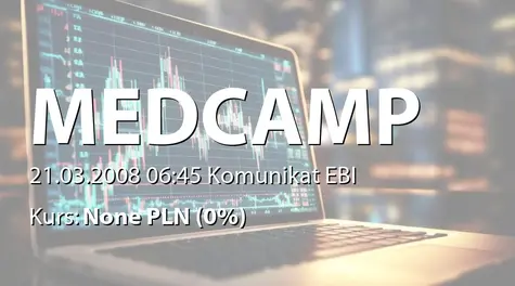 MEDCAMP S.A.: SprzedaĹź nieruchomoĹci na rzecz Budimex NieruchomoĹci Inwestycje sp. z o.o. - 1,5 mln zł (2008-03-21)