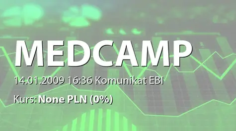 MEDCAMP S.A.: WZA - podjÄte uchwały: zmiany statutu, zmiana nazwy, dopuszczenie i wprowadzenie akcji serii A do obrotu, zmiany w RN (2009-01-14)