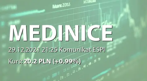 Medinice S.A.: NWZ - podjęte uchwały: połączenie z Medidata sp. z o.o., emisja warrantów serii C i akcji serii K (2021-12-29)