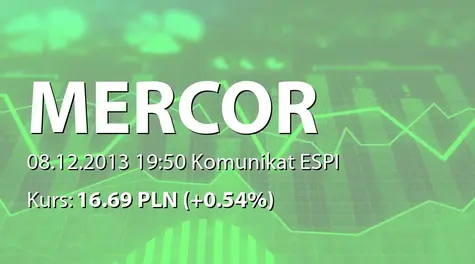 Mercor S.A.: Informacja o wniesieniu powództwa przez Hörmann-Polska sp. z o.o.  (2013-12-08)