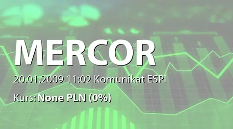 Mercor S.A.: Informacja o zakupie akcji przez Jana Brudnickiego oraz Ewę Brudnicką  (2009-01-20)