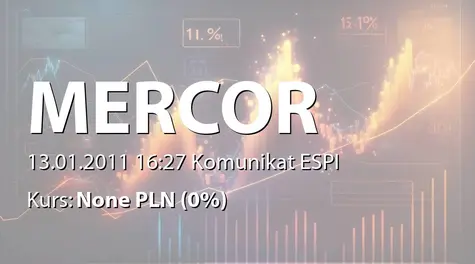 Mercor S.A.: Informacje przekazane do publicznej wiadomości w 2010 r. (2011-01-13)