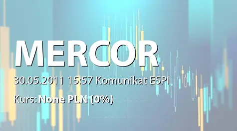 Mercor S.A.: Skonsolidowane przychody ze sprzedaży w kwietniu 2011 r. (2011-05-30)