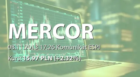 Mercor S.A.: Spełnienie się warunków zawieszających z umowy z Assa Abloy (2013-11-08)