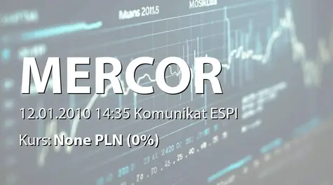 Mercor S.A.: Umowa ze spółką świadczącą usługi dla sektora medycznego - 16,8 mln zł (2010-01-12)