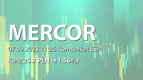 Mercor S.A.: Wypłata dywidendy - 1,51 PLN (2023-09-07)
