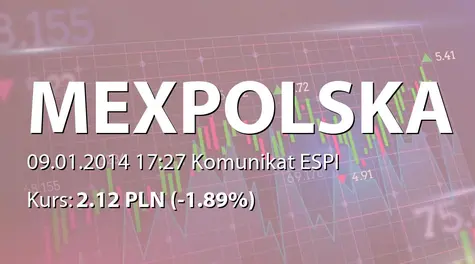 Mex Polska S.A.: WZA - projekty uchwał: przyznania dodatkowego wynagrodzenia przewodniczącemu RN  (2014-01-09)