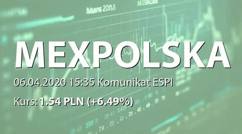 Mex Polska S.A.: Zmiana terminu przekazania SA-QSr1 2019 (2020-04-06)