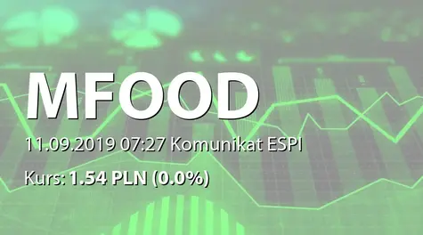 M FOOD S.A.: Aneksy do umów spółki zależnej z BNP Paribas Bank Polska SA (2019-09-11)