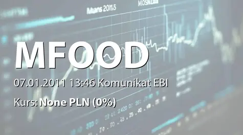 M FOOD S.A.: Przedwstępna umowy sprzedaży lokalu mieszkalnego - 320 tys. zł (2011-01-07)