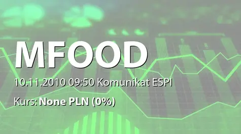 M FOOD S.A.: Przystąpienie do systemu ESPI (2010-11-10)