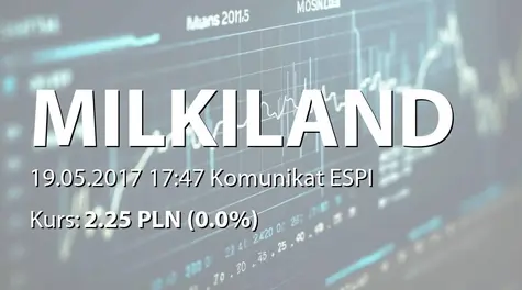 MLK Foods Public Company LTD: Zmiana terminu przekazania SA-RS 2016 (2017-05-19)