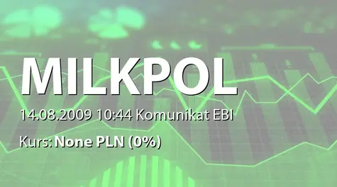 Milkpol S.A.: Otrzymanie certyfikatu jakości zarządzania bezpieczeństwem i higieną artykułów spożywczych wg standardu IFS (2009-08-14)