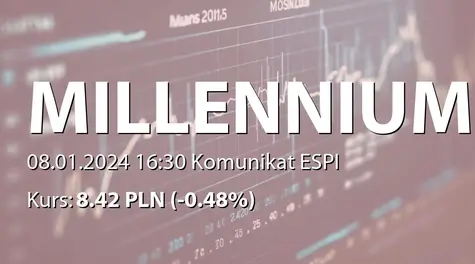 Bank Millennium S.A.: Szacunkowa wartość rezerw na ryzyko prawne związane z portfelem walutowych kredytów hipotecznych w IV kwartale 2023 (2024-01-08)