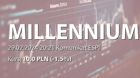 Bank Millennium S.A.: ZWZ (09:30) - projekty uchwał: podział zysku za rok 2023, zmiany w statucie (2024-02-29)