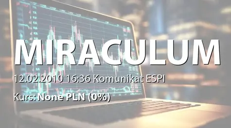 MIRACULUM S.A.: Decyzja o zaprzestaniu działalności Ubthe Corporation Ltd. (2010-02-12)