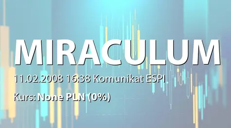 MIRACULUM S.A.: Rejestracja akcji w KDPW (2008-02-11)