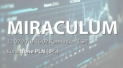 MIRACULUM S.A.: Rezygnacja z uzupełniania wniosku o ogłoszenie upadłości (2010-02-12)