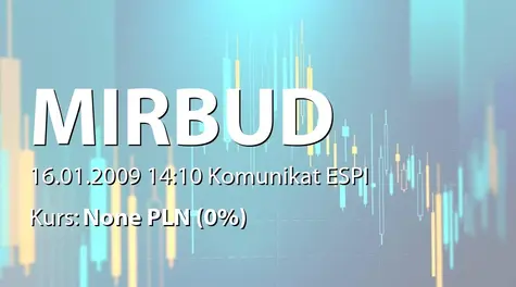 Mirbud S.A.: Zakup nieruchomości przez JHM Development sp. z o.o. - 12,4 mln zł (2009-01-16)