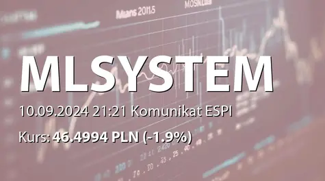 ML System S.A.: Szacunkowe wyniki za 1 półrocze 2024 r. (2024-09-10)