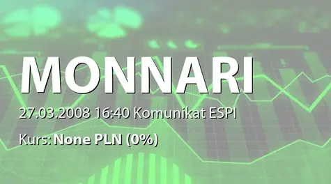 Monnari Trade S.A.: Aneks do umowy kredytowej z PKO BP SA - 20 mln zł (2008-03-27)