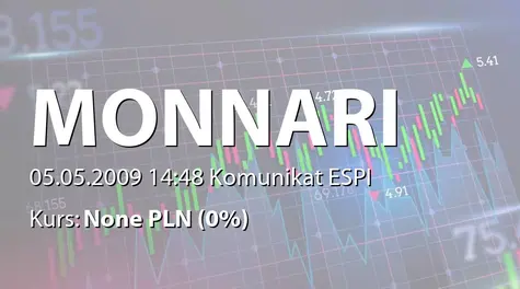 Monnari Trade S.A.: Przychody za kwiecień 2009 r. (2009-05-05)