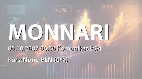 Monnari Trade S.A.: Przychody za wrzesień 2007 r. (2007-10-05)