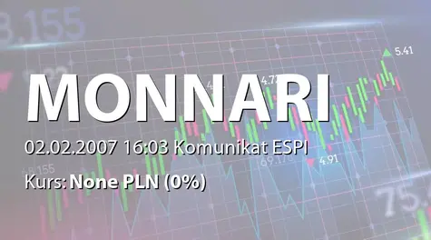 Monnari Trade S.A.: Rejestracja podwyższenia kapitału w KRS (2007-02-02)