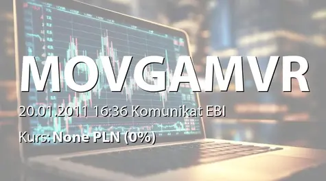 Movie Games VR spółka akcyjna: Trójstronna umowa na przygotowanie i przeprowadzenie oferty prywatnej akcji - 10 mln zł (2011-01-20)