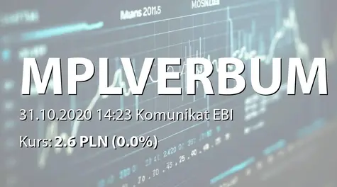 MPL Verbum S.A.: Wypłata dywidendy - 0,11 PLN (2020-10-31)