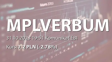 MPL Verbum S.A.: Wypłata dywidendy - 0,15 PLN (2023-10-31)