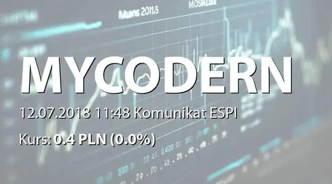 Mycodern S.A.: ZWZ - ogłoszenie i projekty uchwał: podział zysku  (2018-07-12)