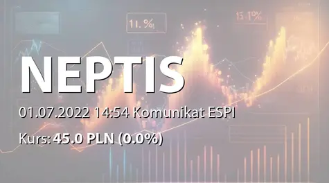 Neptis S.A.: ZWZ - projekty uchwał: wypłata dywidendy - 1,82 PLN, zmiany w statucie (godz. zwołania 14.00) (2022-07-01)