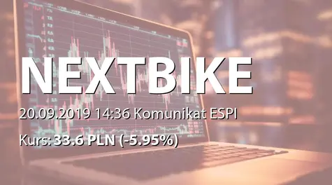 Nextbike Polska S.A. w restrukturyzacji: Dokonanie odpisu aktualizującego wartość należności (2019-09-20)