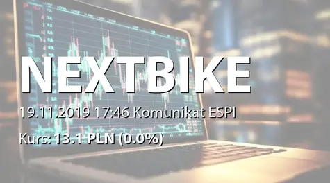 Nextbike Polska S.A. w restrukturyzacji: Korekta raportu ESPI 28/2019 (2019-11-19)