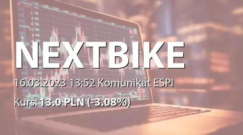 Nextbike Polska S.A. w restrukturyzacji: Umowa z PKM Katowice sp. z o.o. (2023-03-16)